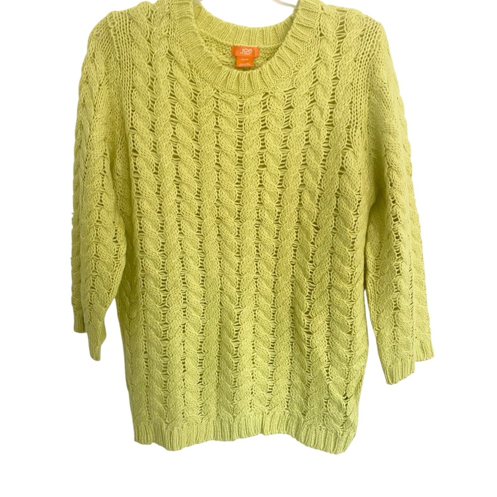 Jo Fresh Lemon Loose Cable Knit Sweater Sz M